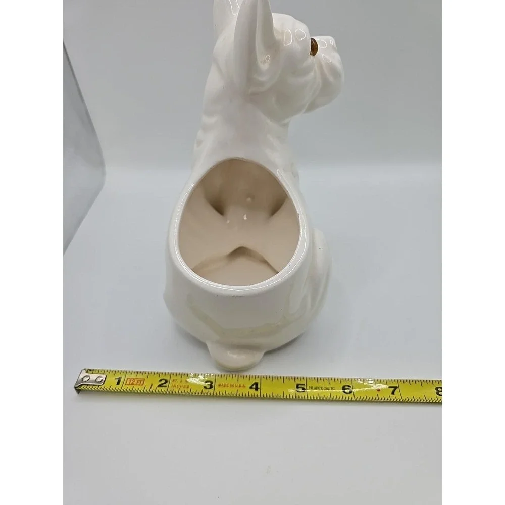 Vintage Mid Century Bulldog Planter 1986 Rare Piercing Eyes White